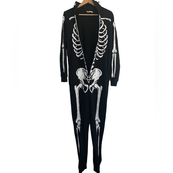 Skeleton costume 14 YOUTH H&M sweatsuit one piece HALLOWEEN HOODED QUALITY - Picture 3 of 8
